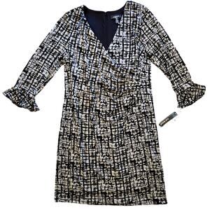 R&M Richards velvet burnout surplice top sheath dress 16W